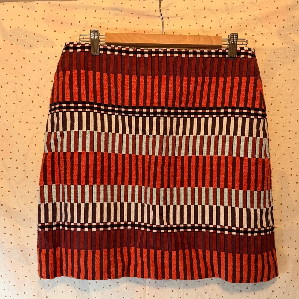 Ann Taylor Black Label Striped A-Line Jacquard Skirt